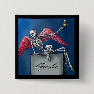 Personlig Skeleton vid Grav Halloween fest Knapp