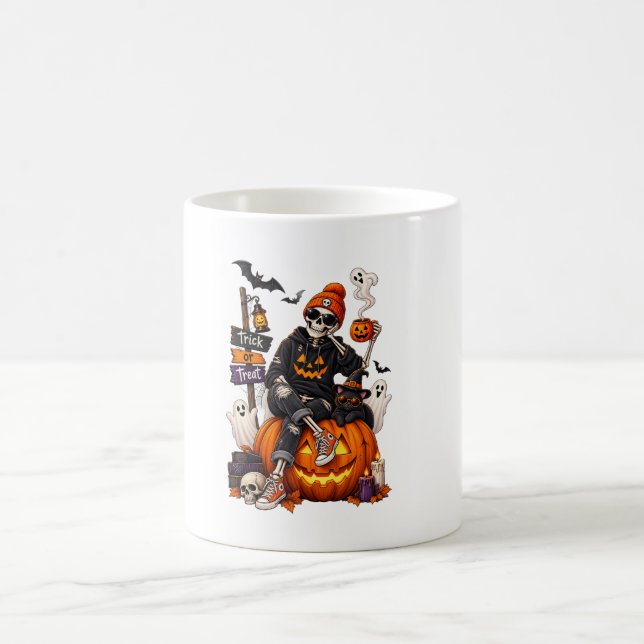 Personlig Skelett Halloween Håll dig spöklik  Kaffemugg (Center)