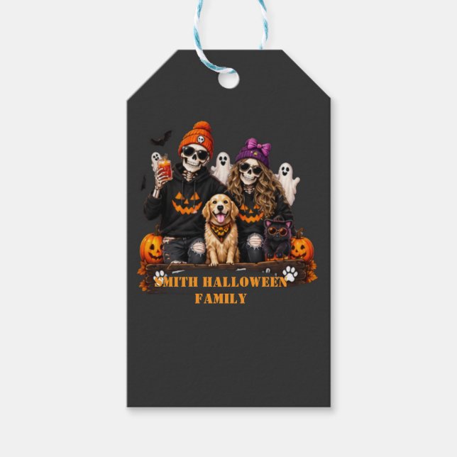 Personlig Skelett Halloween Håll dig spöklik  Presentetikett (Framsidan)