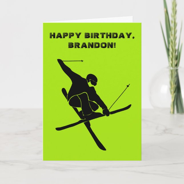 Personlig Ski Tricks Birthday Card for Skiers Kort (Framsida)