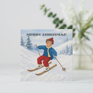 Personlig skidåkare julplatt kort