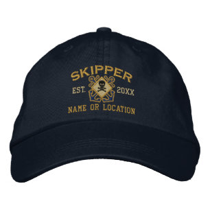 Personlig Skipper Nautical Crossbone Skull Broderad Keps