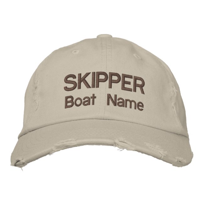 Personlig Skipper och Boat Namn Hat Broderad Keps (Framsida)
