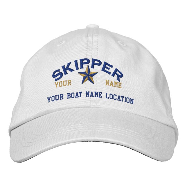 Personlig SKIPPER Star Boll Cap Embroidery Broderad Keps (Framsida)