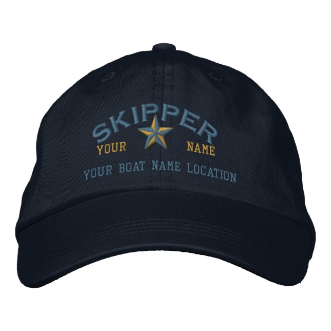 Personlig SKIPPER Star Boll Cap Embroidery Broderad Keps (Framsida)