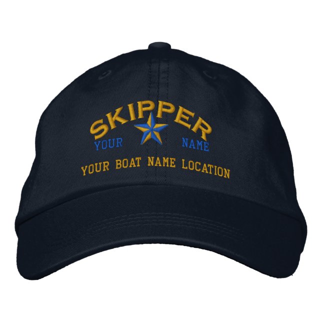 Personlig SKIPPER Star Boll Cap Embroidery Broderad Keps (Framsida)