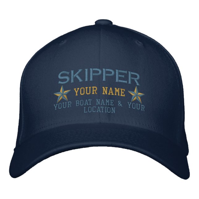 Personlig Skipper Stars Boll Cap Embroidery Broderad Keps (Framsida)