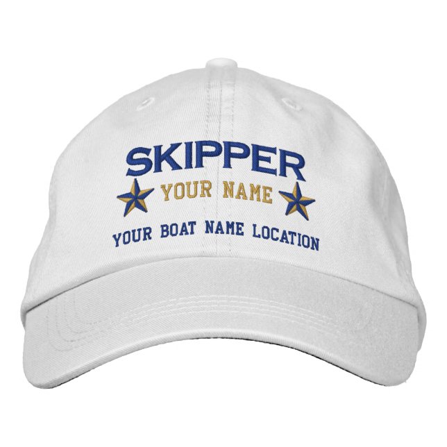 Personlig Skipper Stars Boll Cap Embroidery Broderad Keps (Framsida)