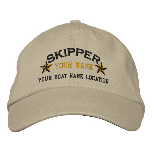 Personlig Skipper Stars Broderad Keps (Framsida)