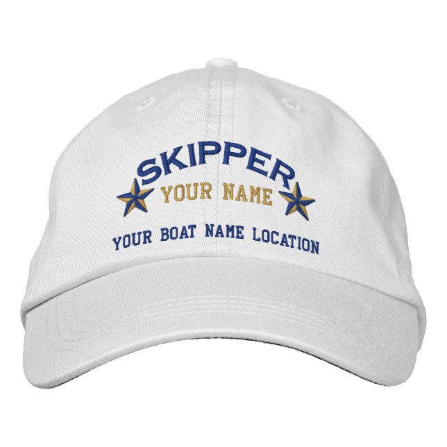 Personlig Skipper Stars Broderad Keps (Framsida)