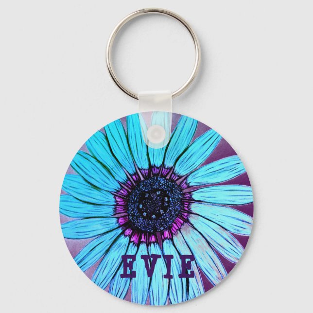 Personlig Skissad blomma Nyckelring (Framsida)