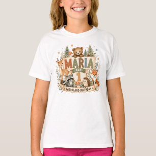 Personlig Skogs Födelsedags Djur Namn och Ålder T Shirt