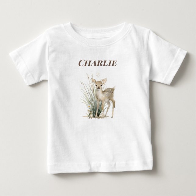 Personlig Skogslevande Hjort Bebis T Shirt (Framsida)