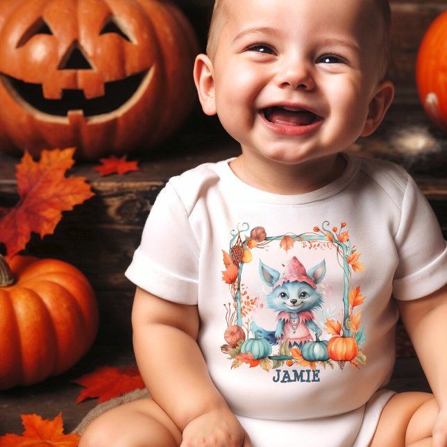 Personlig skogsräv Halloween-bodysuit för bebisar T Shirt (Skapare uppladdad)