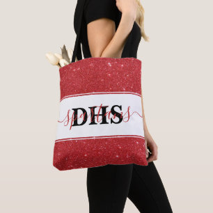 Personlig skol färgblock och glitter tote ba tygkasse
