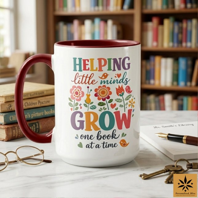 Personlig skolbibliotekarie | Glad skola  Mugg (Personalized School Librarian | Happy School Mug
)
