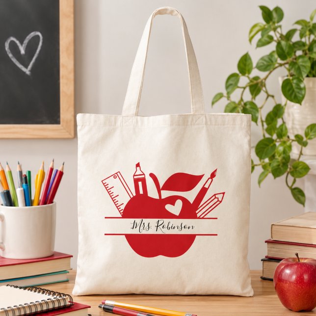 Personlig skollärare  tygkasse (Personalized school teacher tote bag)