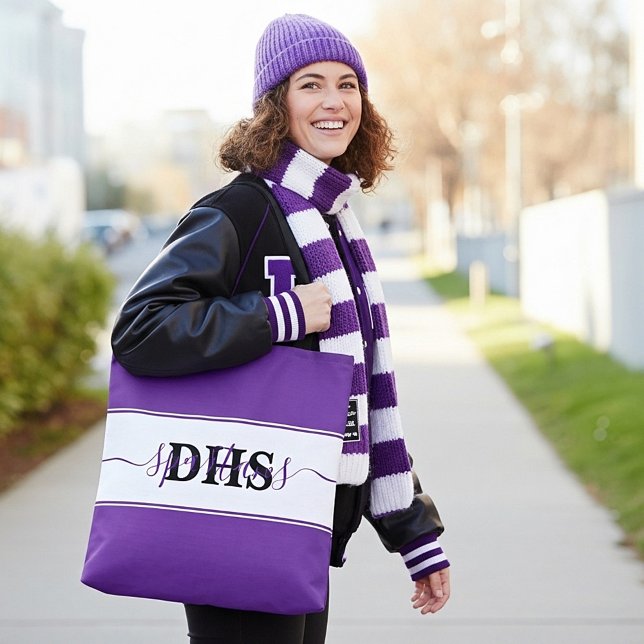 Personlig skolväskad totebag med färgblock tygkasse (Skapare uppladdad)