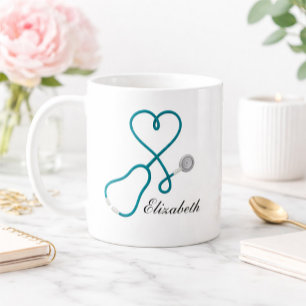 Personlig sköterskekopp med hjärtstetoskop kaffemugg