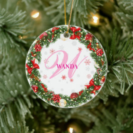 Personlig skräddarsydd present med monogram julgransprydnad keramik