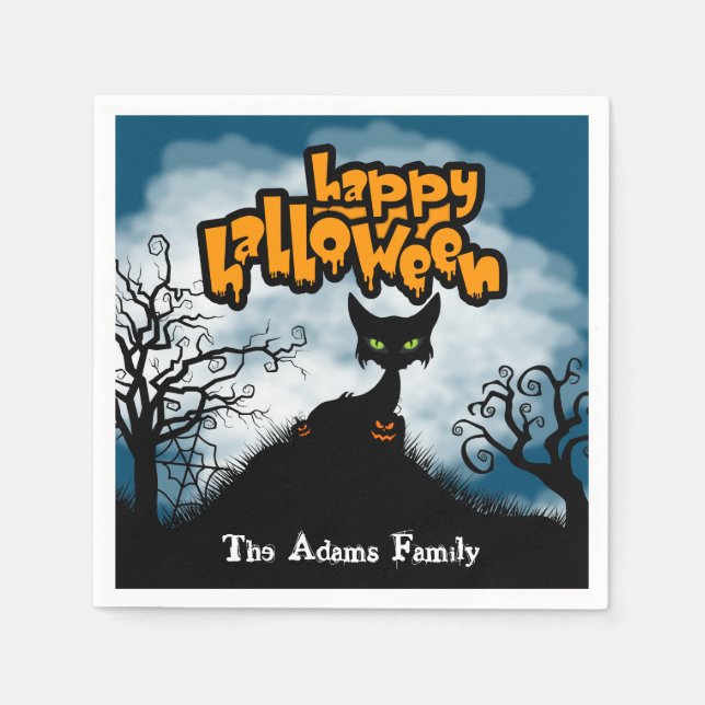 Personlig skrämmande glad Halloween-fest Pappersservett (Framsidan)