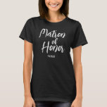 Personlig skript Matron of Honor T Shirt<br><div class="desc">Personlig bröllops Matron of Honor T-shirt i skriftsnittsstil med vita bokstäver. Lätt att anpassa med din Matron of Honors namn.</div>