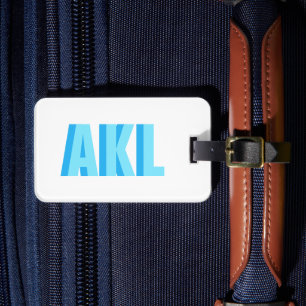 Personlig skuggmonogram Pastellblå Anpassad Bagagebricka