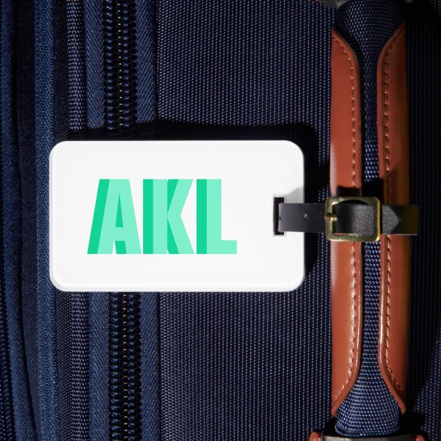 Personlig skuggmonogram Pastellgrön Anpassad Bagagebricka (Framsida Insitu 4)