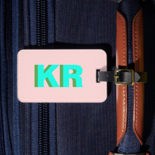 Personlig skuggmonogramblockbokstav bagagebricka