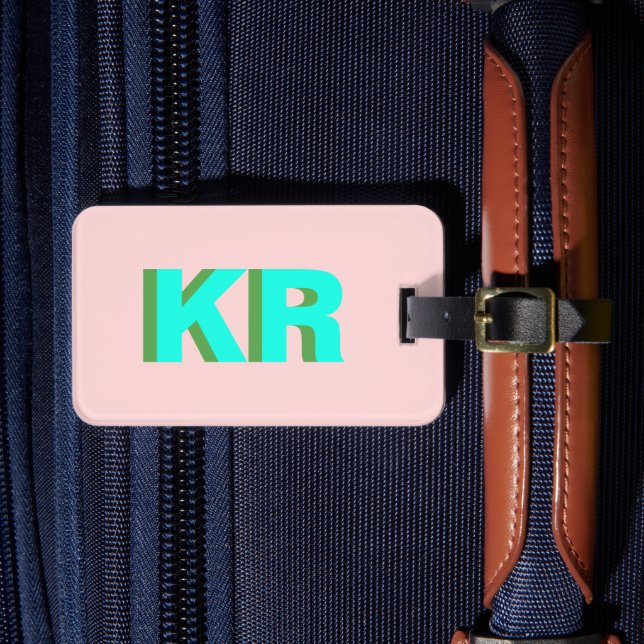 Personlig skuggmonogramblockbokstav bagagebricka (Framsida Insitu 4)