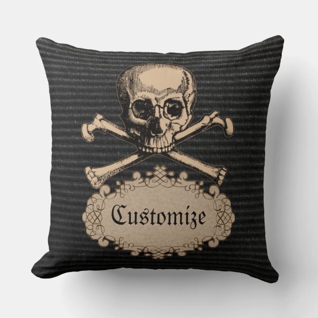 Personlig Skull och korsben Kudde (Framsida)