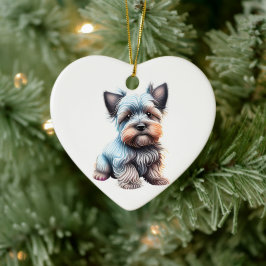 Personlig Skye Terrier Valp Julgransprydnad Keramik