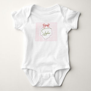 Personlig Skylar Flicka Nursery Bow&Gingham T Shirt