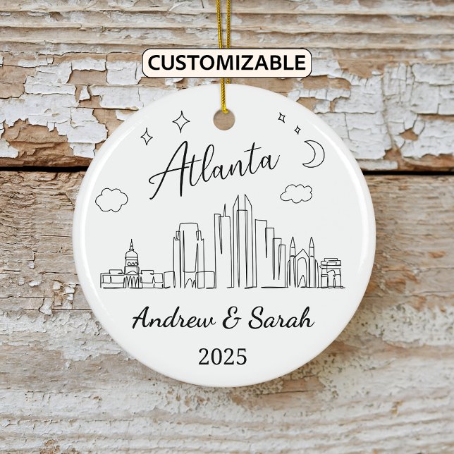 Personlig Skyline Atlanta Ornament, Georgien Julgransprydnad Keramik (Skapare uppladdad)