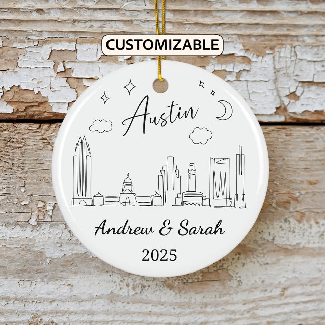 Personlig Skyline Austin Ornament, Texas Julgransprydnad Keramik (Skapare uppladdad)