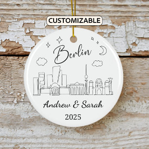 Personlig Skyline Berlin Ornament, Tyskland Julgransprydnad Keramik