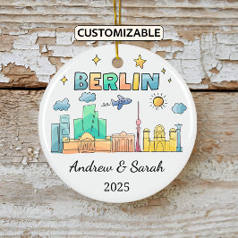 Personlig Skyline Berlin Ornament, Tyskland Julgransprydnad Keramik