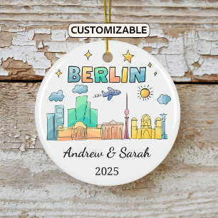 Personlig Skyline Berlin Ornament, Tyskland Julgransprydnad Keramik