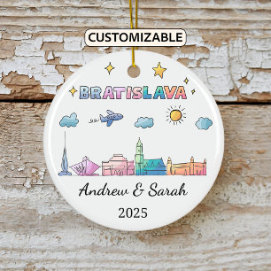 Personlig Skyline Bratislava Ornament, Slovakien Julgransprydnad Keramik