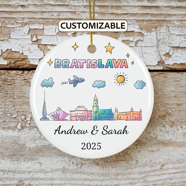 Personlig Skyline Bratislava Ornament, Slovakien Julgransprydnad Keramik (Skapare uppladdad)