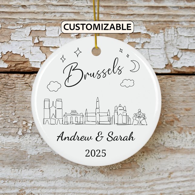 Personlig Skyline Brussels Ornament, Belgien Julgransprydnad Keramik (Skapare uppladdad)