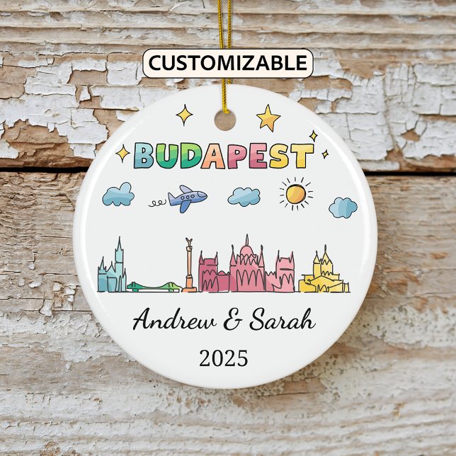 Personlig Skyline Budapest Ornament, Ungern Julgransprydnad Keramik (Skapare uppladdad)