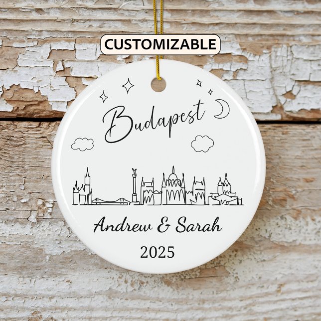 Personlig Skyline Budapest Ornament, Ungern Julgransprydnad Keramik (Skapare uppladdad)
