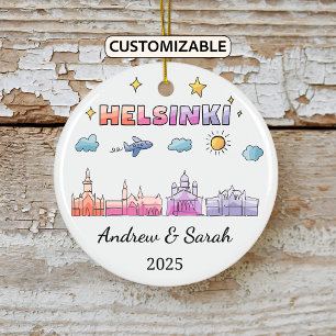 Personlig Skyline Helsingfors Ornament, Finland Julgransprydnad Keramik