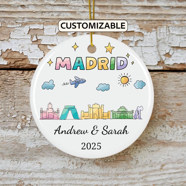 Personlig Skyline Madrid Ornament, Spanien Julgransprydnad Keramik (Skapare uppladdad)