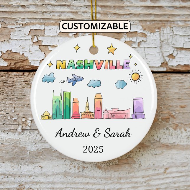 Personlig Skyline Nashville Ornament, Tennessee Julgransprydnad Keramik (Skapare uppladdad)