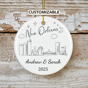 Personlig Skyline New Orleans, Louisiana Julgransprydnad Keramik