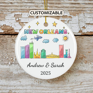 Personlig Skyline New Orleans, Louisiana Julgransprydnad Keramik