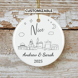 Personlig Skyline Nice Ornament, Frankrike Julgransprydnad Keramik