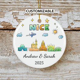 Personlig Skyline Nice Ornament, Frankrike Julgransprydnad Keramik